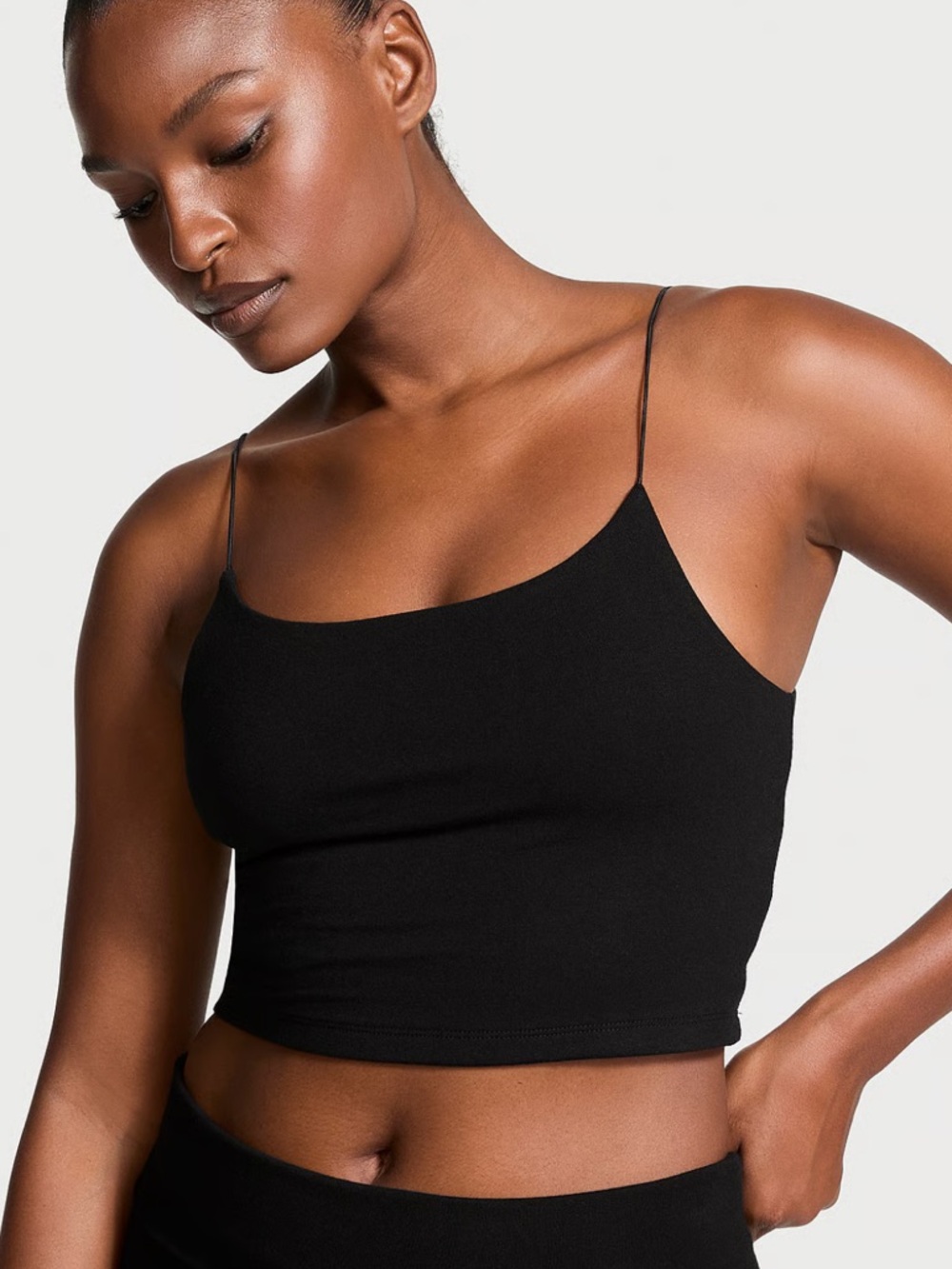 NWT Black Spaghetti Strap Crop Top Victoria’s Secret XL
